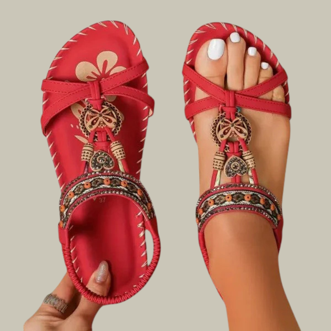 Women's Elegant Boho Open T-Bar Sandals