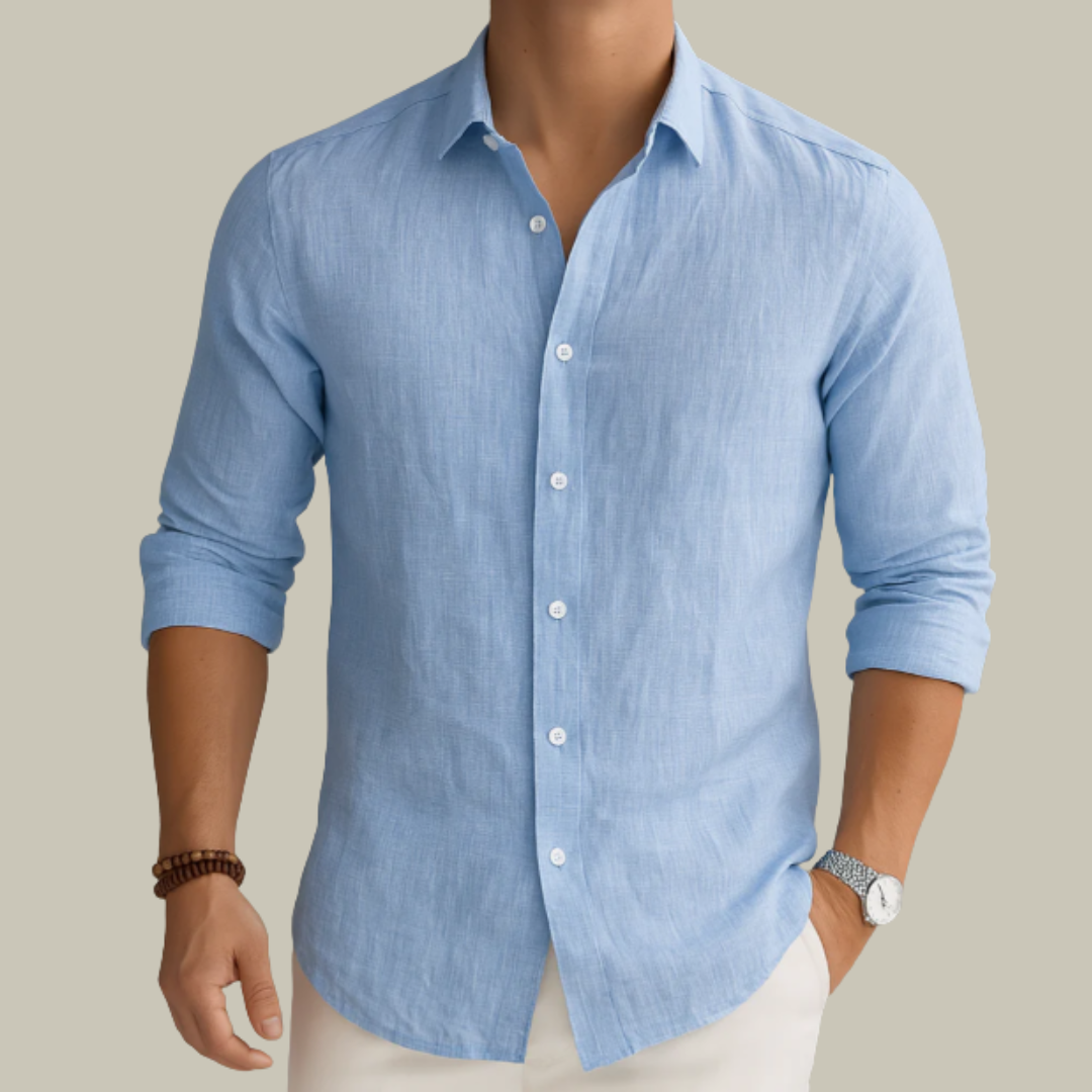 Men's Long Sleeve Linen Shirt Button Down