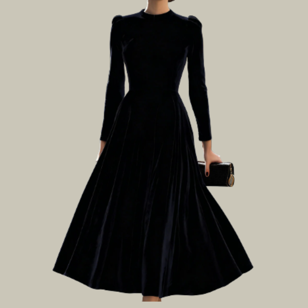 Athena | Elegant Velvet Puff Dress