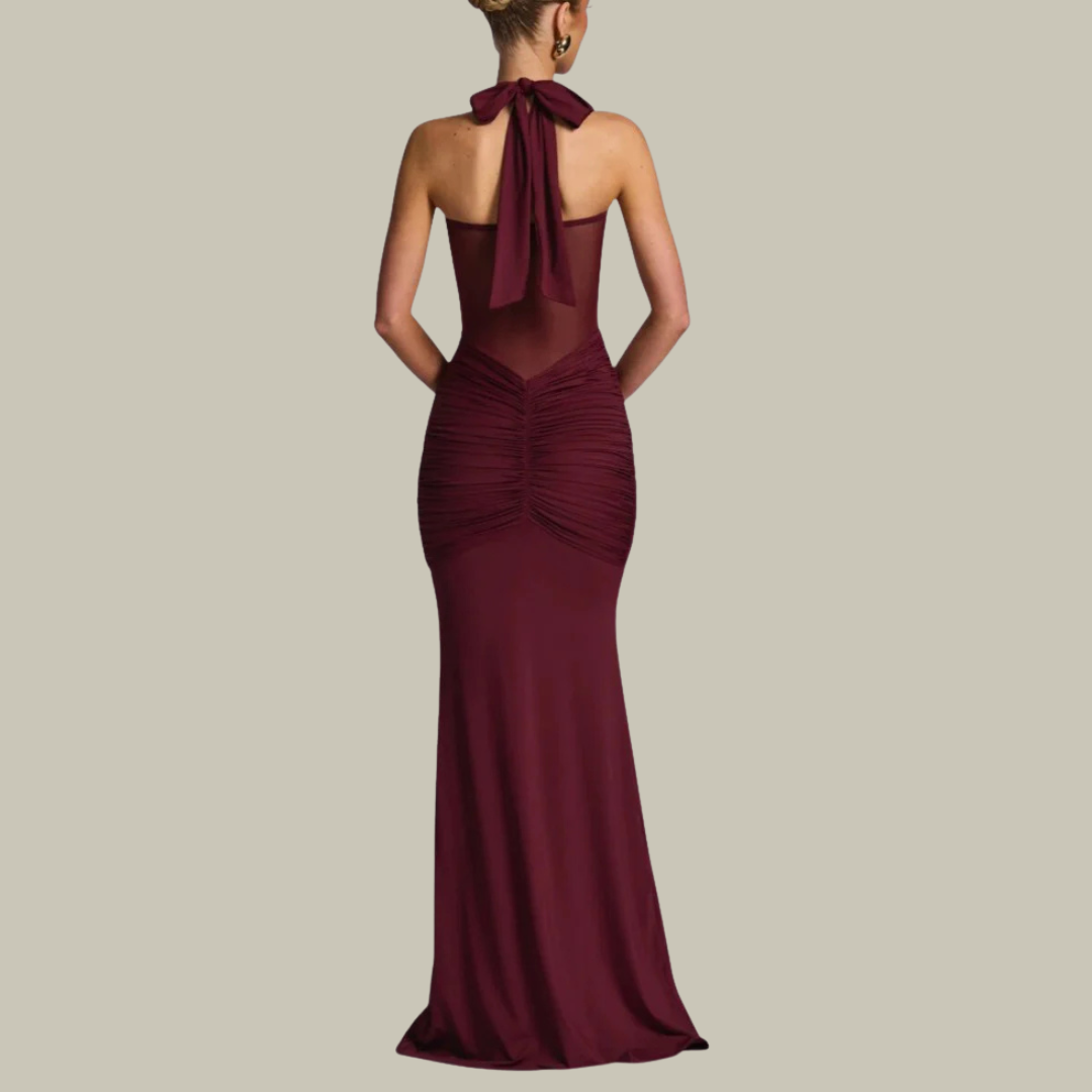 Women’s Ruched Halter Neck Gown