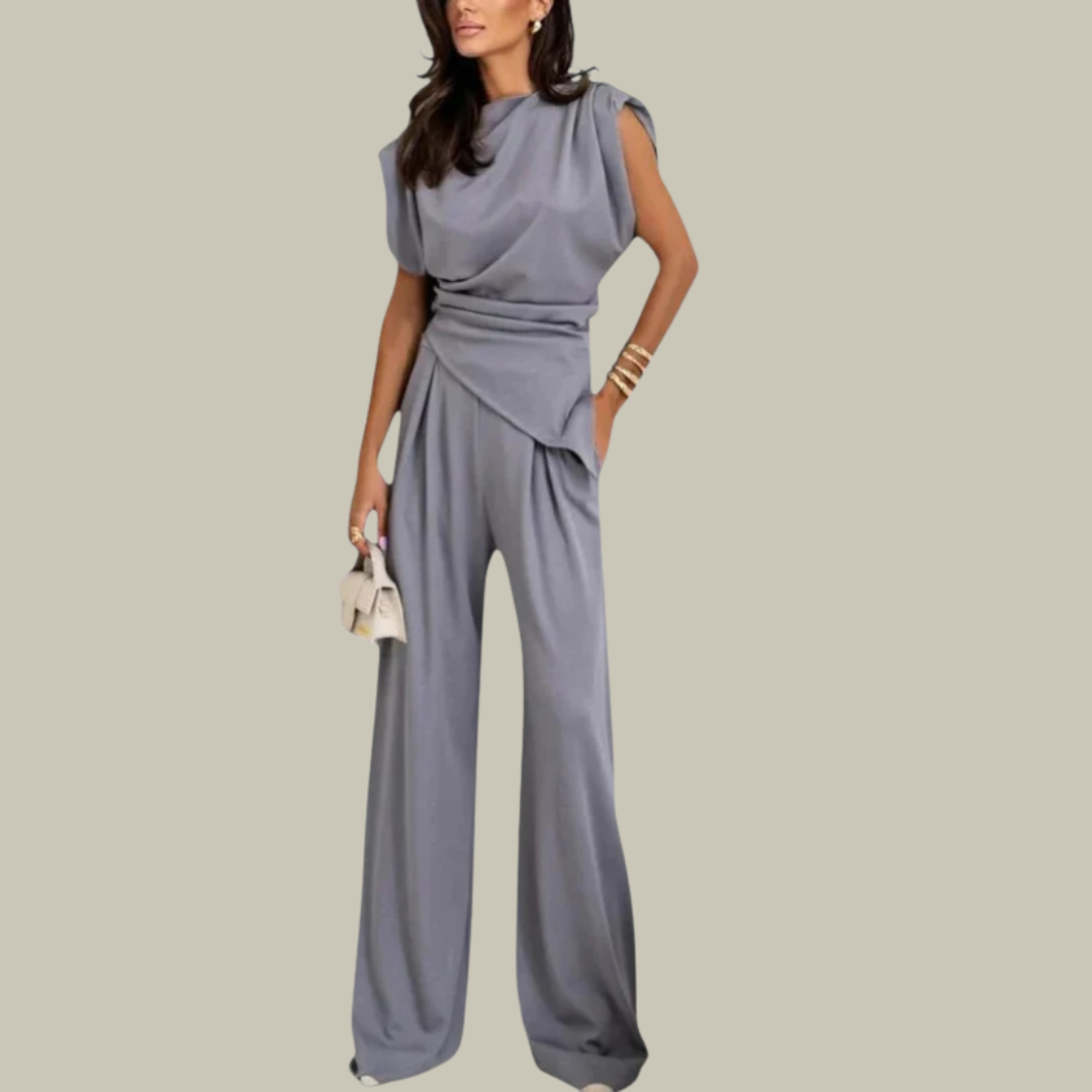 Women's Draped Sleeveless Wide Leg Jumpsuit