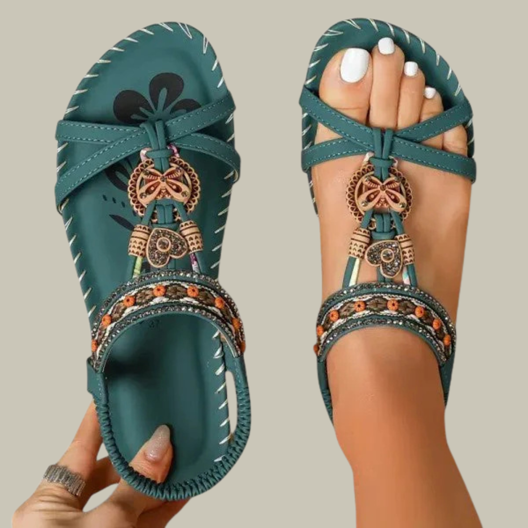 Women's Elegant Boho Open T-Bar Sandals