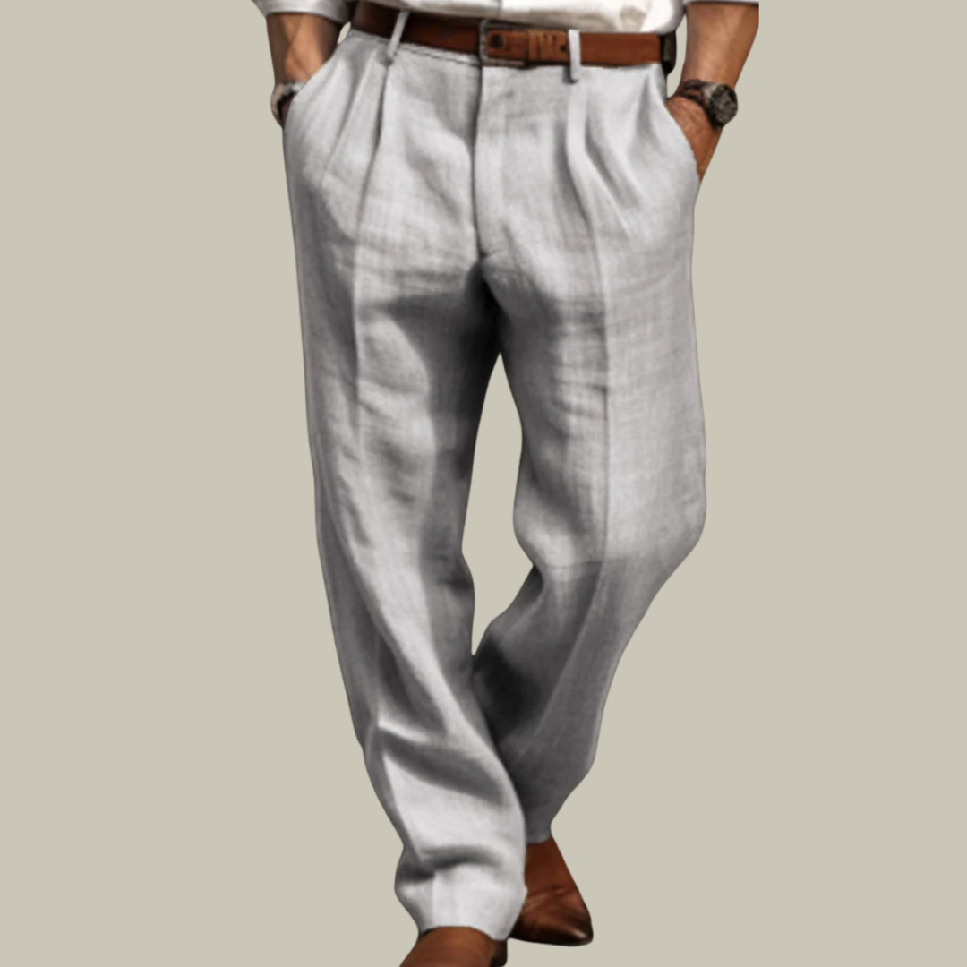 Men's Breathable Pleated Linen Trousers