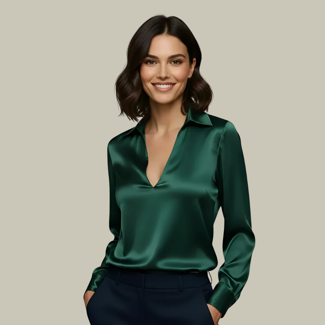 Women's Satin Long Sleeve Blouse Elegant