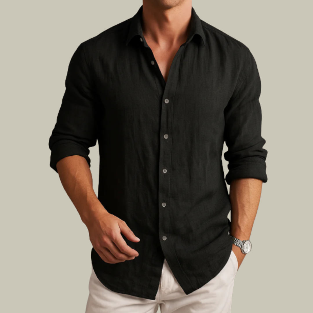 Men's Long Sleeve Linen Shirt Button Down
