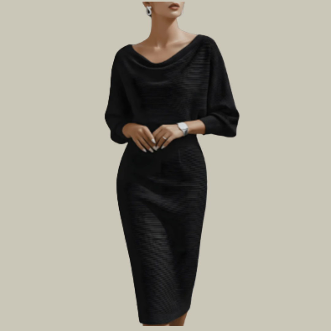 Harriet | Cowl Neck Midi Dress Short Sleeve