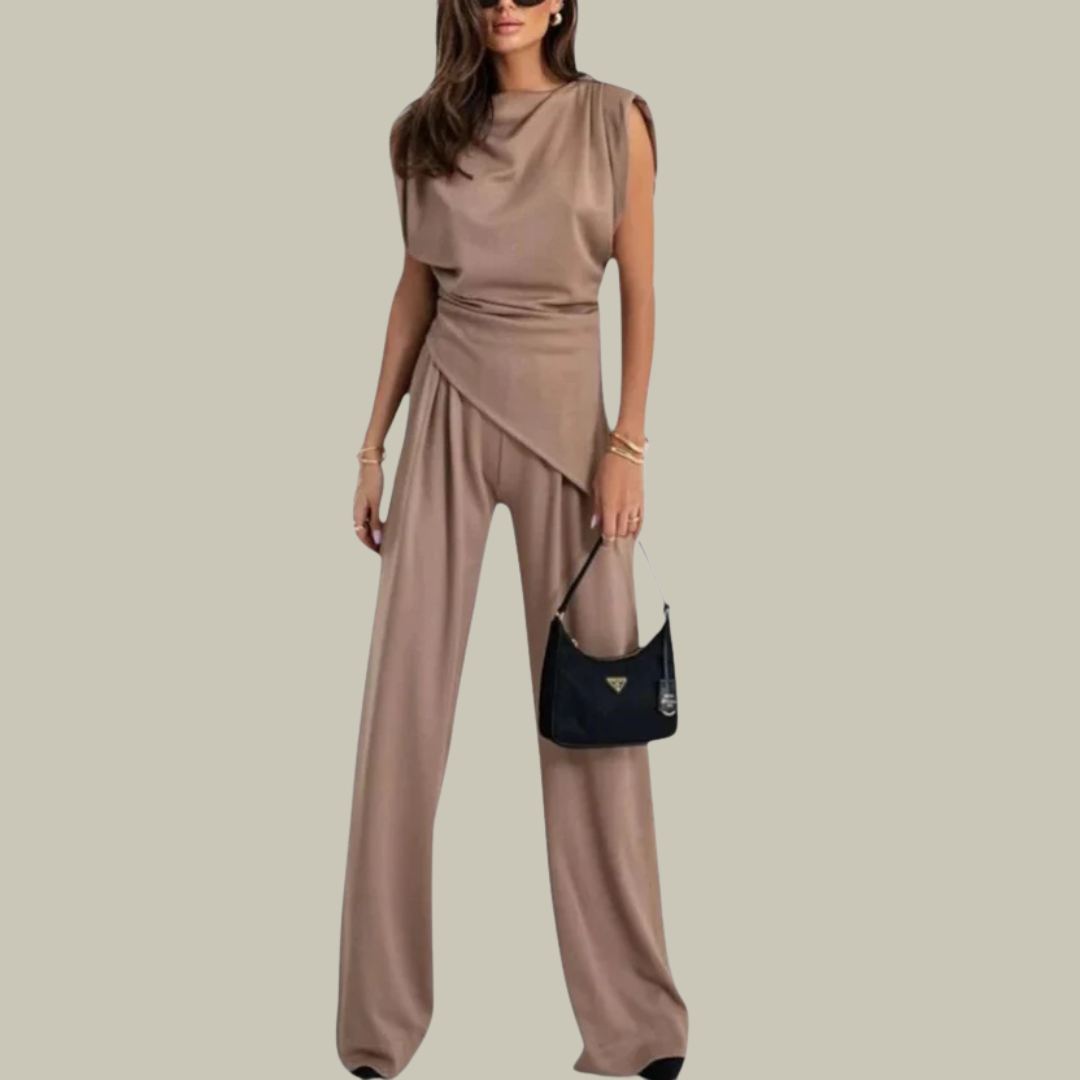 Women's Draped Sleeveless Wide Leg Jumpsuit