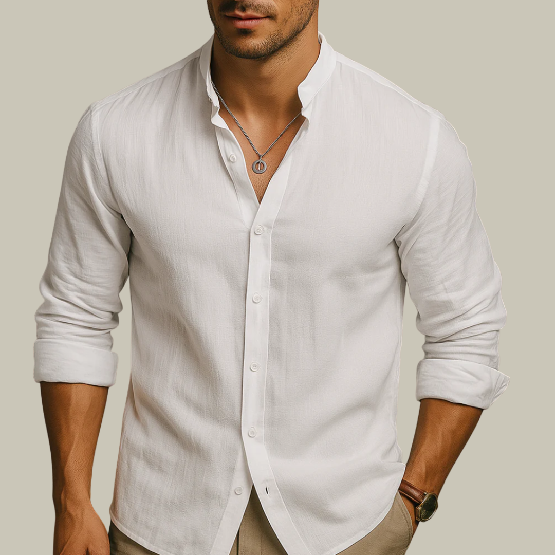 Men's Linen Button Down Shirt Long Sleeve