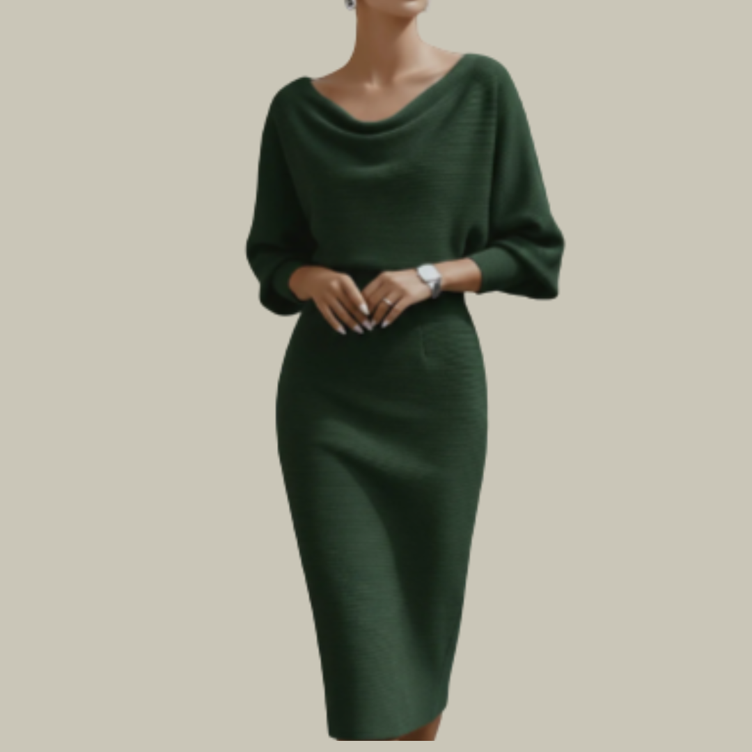 Harriet | Cowl Neck Midi Dress Short Sleeve