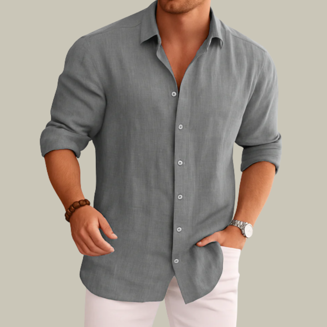 Men's Long Sleeve Linen Shirt Button Down