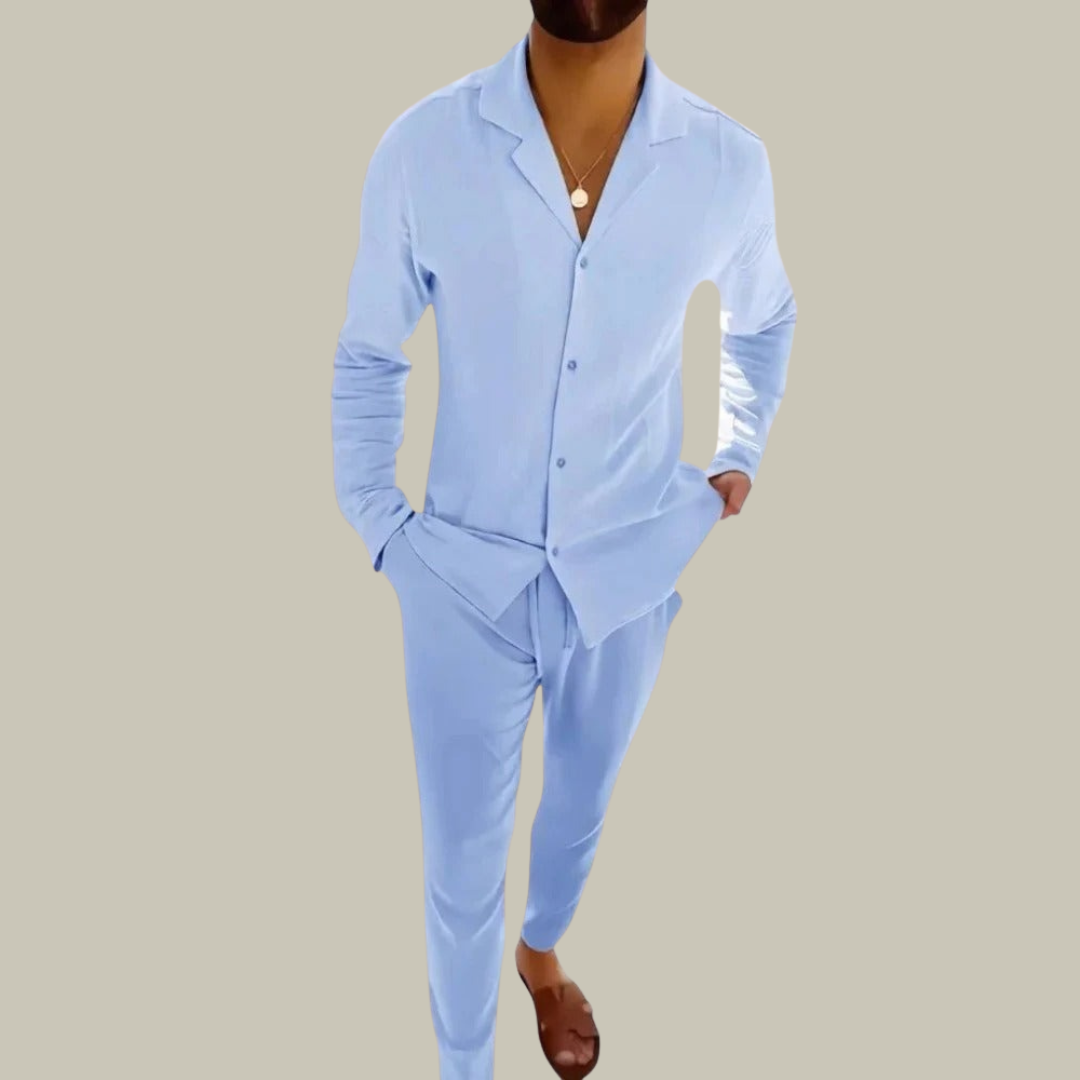 Men's Linen 2-Piece Set Long Sleeve