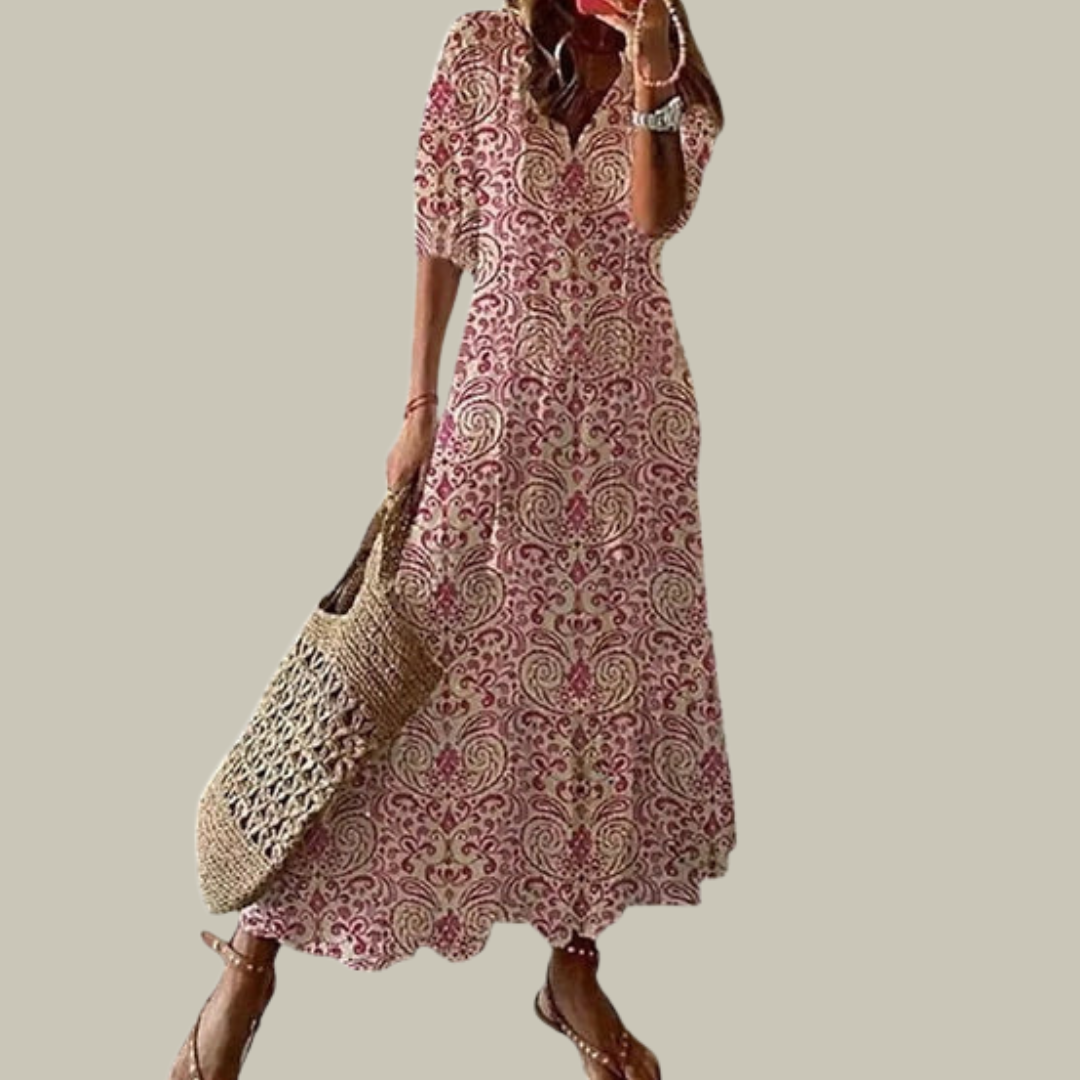 Women's Floral V-Neck Summer Maxi Dress