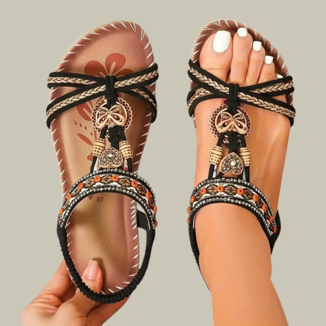 Women's Elegant Boho Open T-Bar Sandals