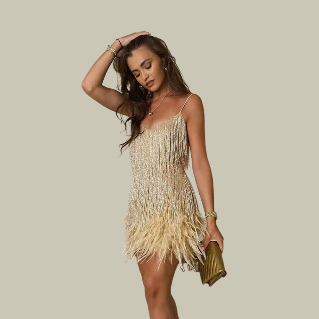 Womens Feather Mini Dress