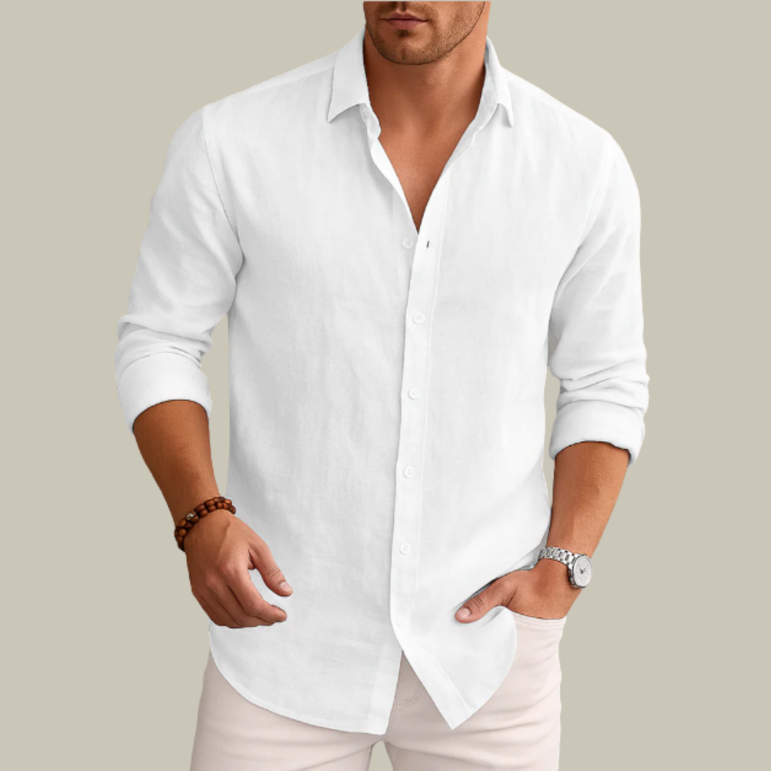 Men's Long Sleeve Linen Shirt Button Down
