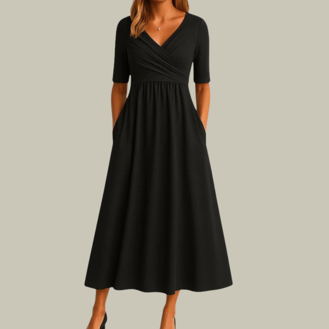 Women's Elegant Pleated Ruffle Dress