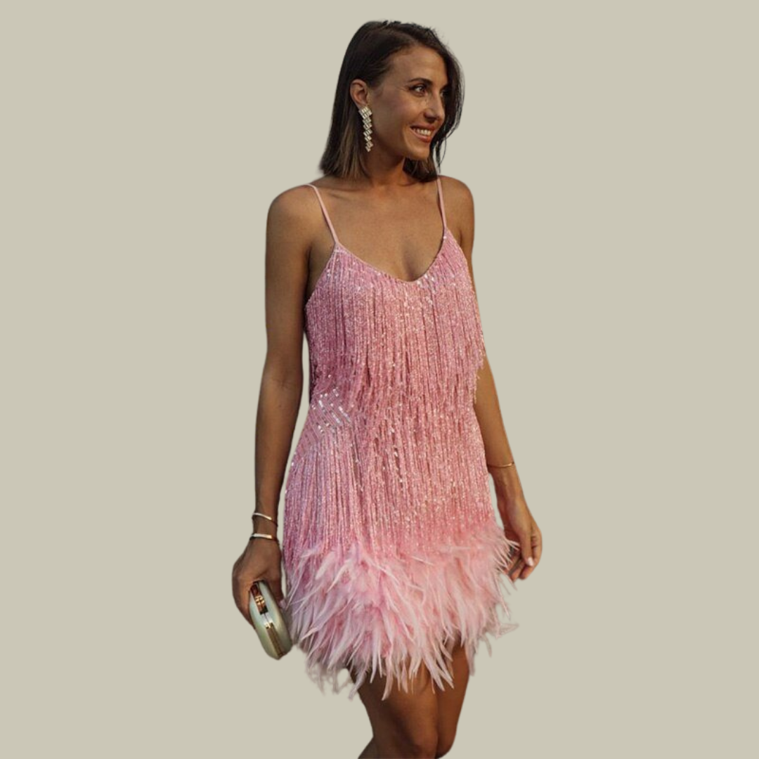 Womens Feather Mini Dress
