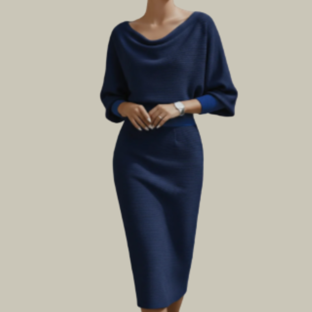Harriet | Cowl Neck Midi Dress Short Sleeve