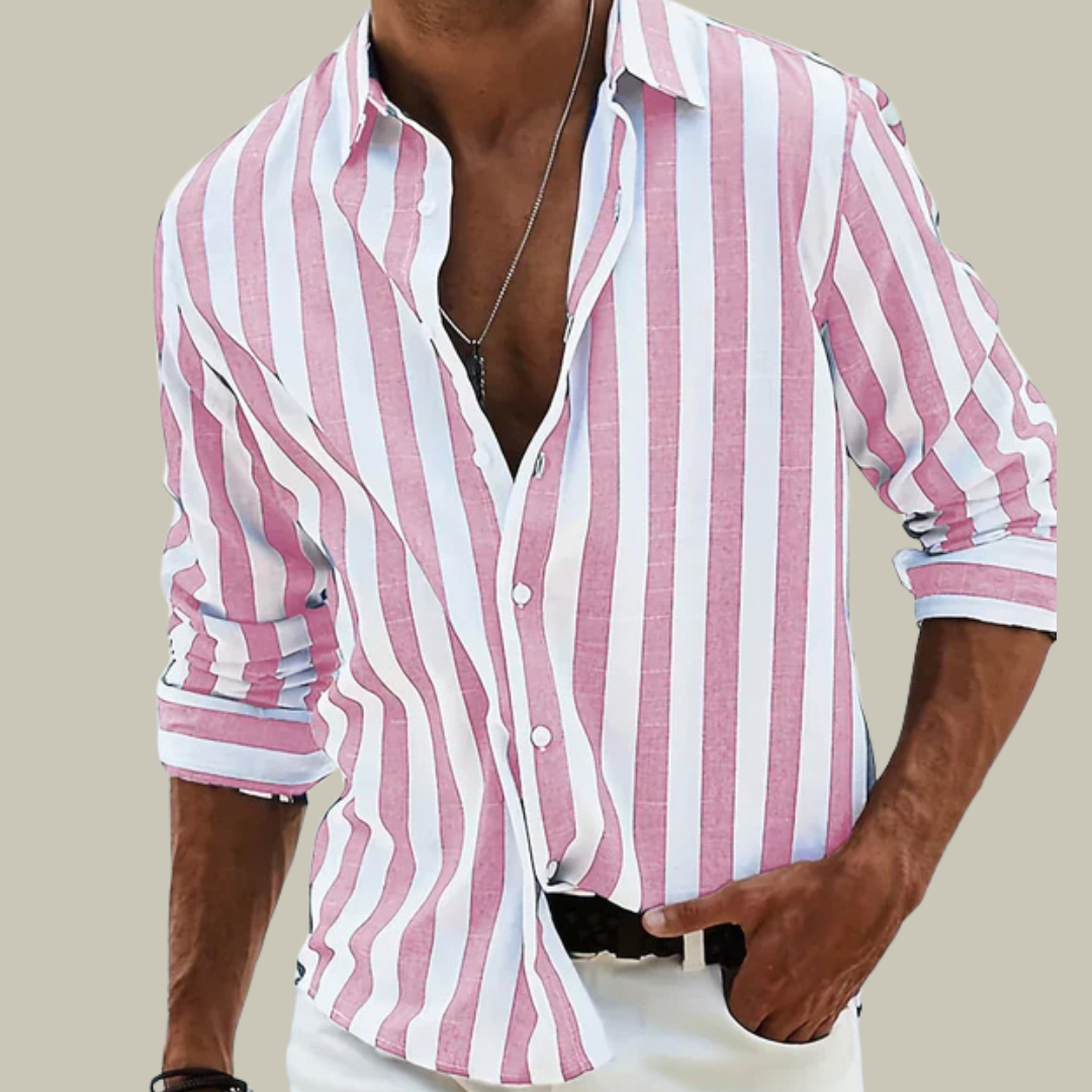 Men’s Vertical Striped Button-Down Shirt