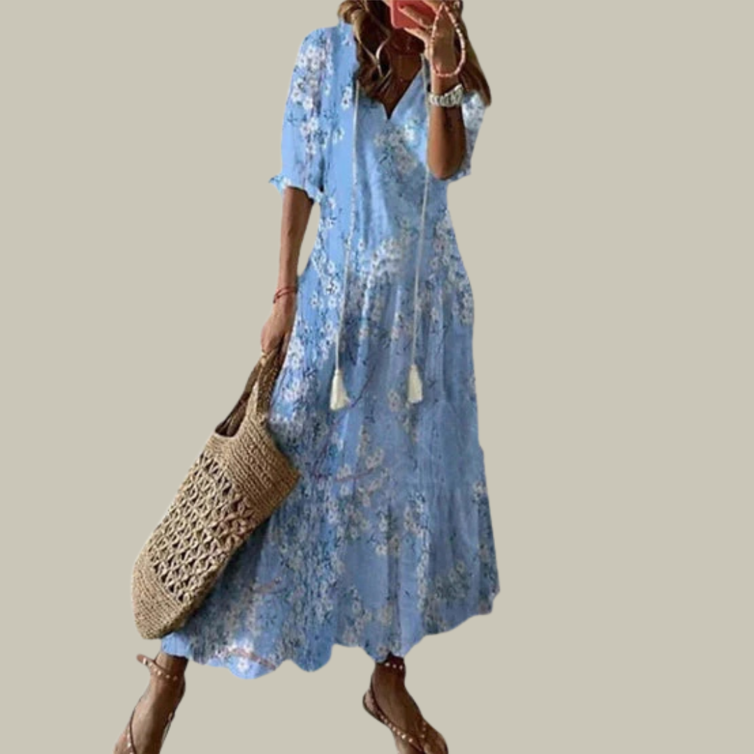 Women's Floral V-Neck Summer Maxi Dress