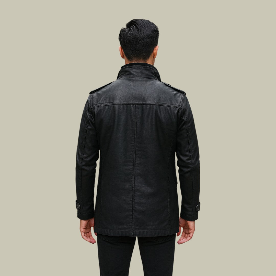 Mens Leather Trench Coat Long