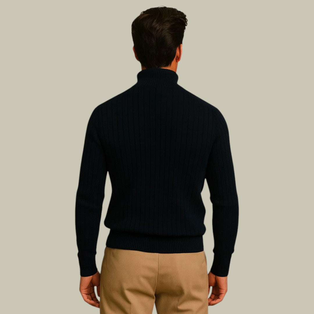 Mens Half Zipper Sweater Ribbed