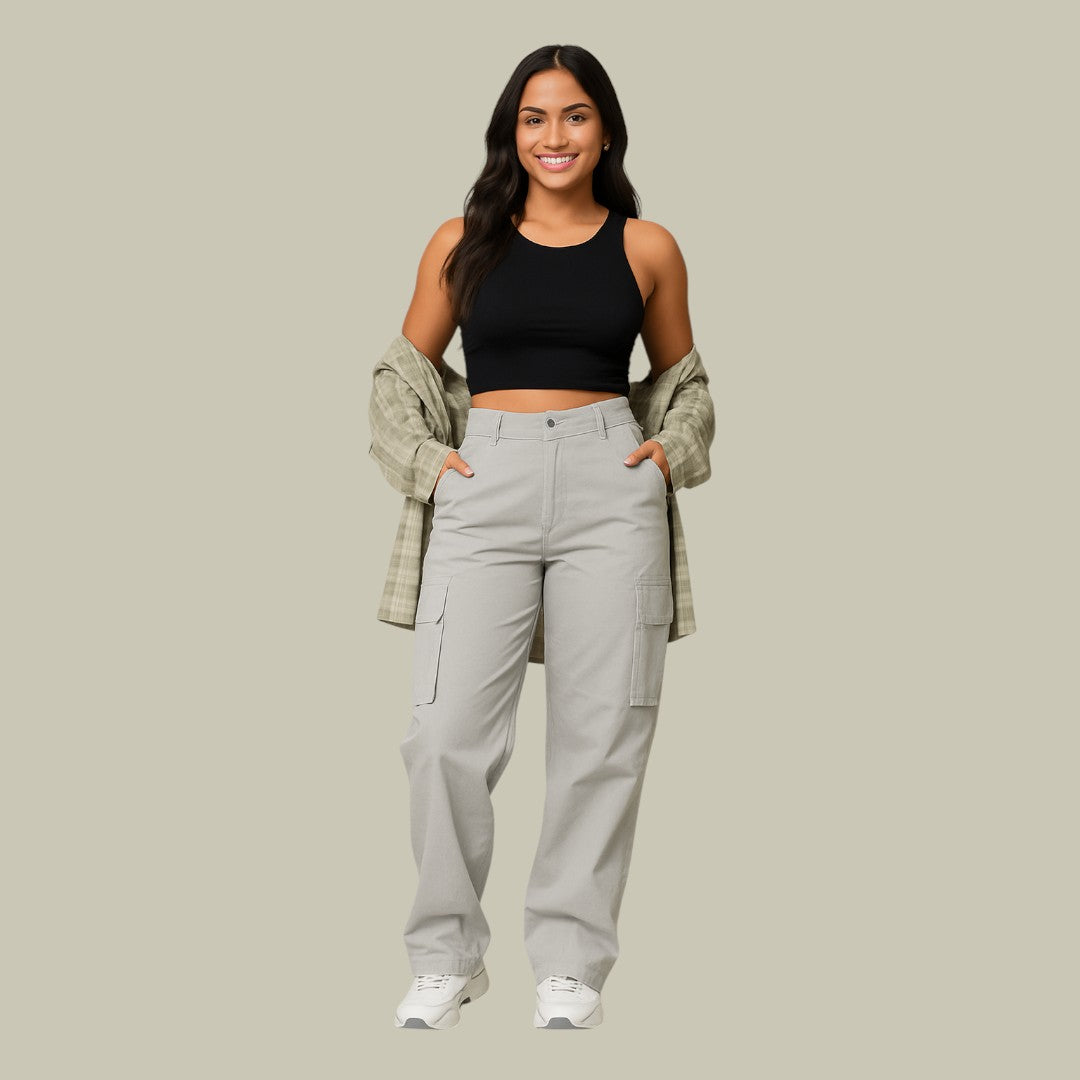 Womens High Waist Cargo Pants