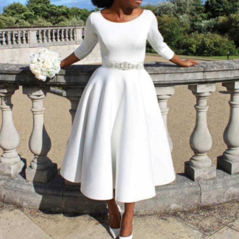 Chloe | Women’s Classic A Line Midi Wedding Guest Dress 2