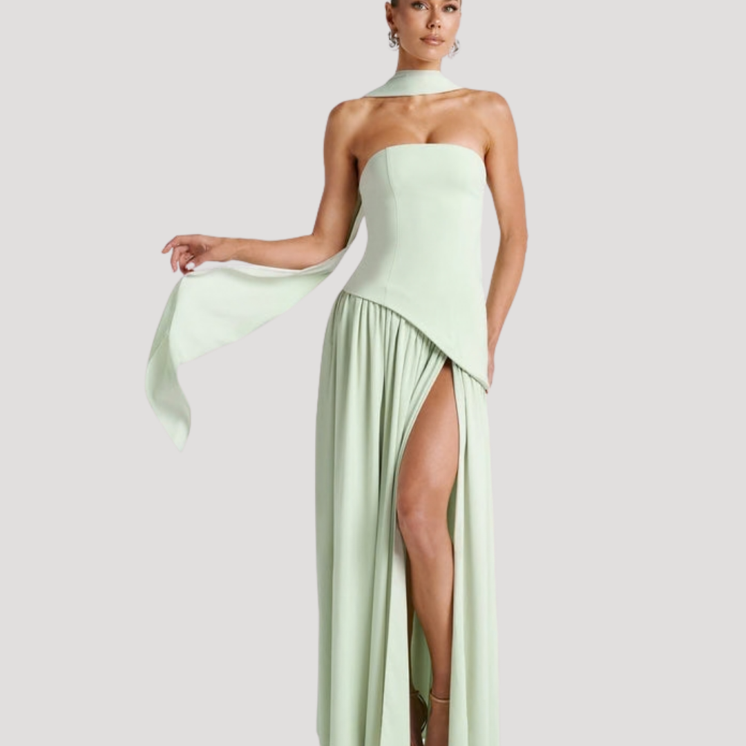 Elegant Strapless Pleated Maxi Dress for Prom and Evening Events 1