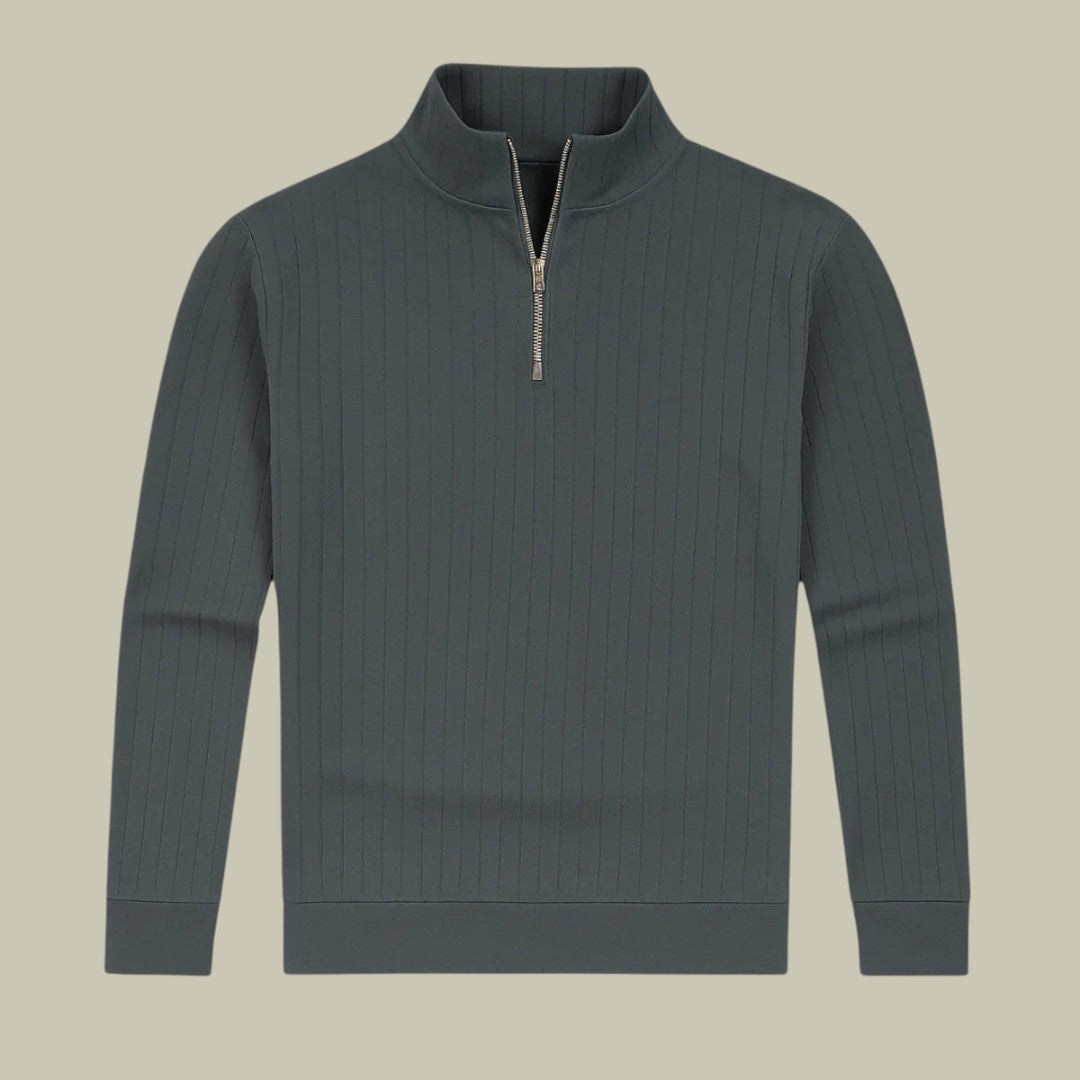 Mens Half Zipper Sweater Ribbed