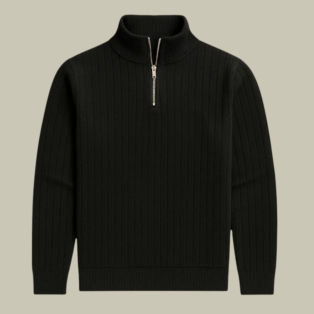 Mens Half Zipper Sweater Ribbed