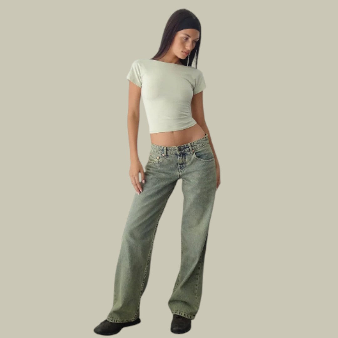 Womens Low-Waist Denim Jeans