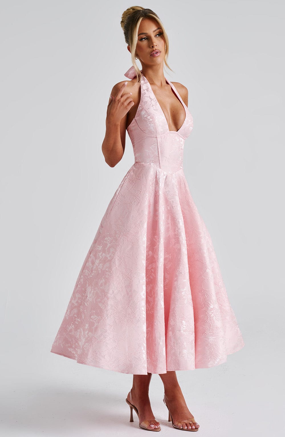 Hailey | Women Wedding Guest Halter Midi Dress 1