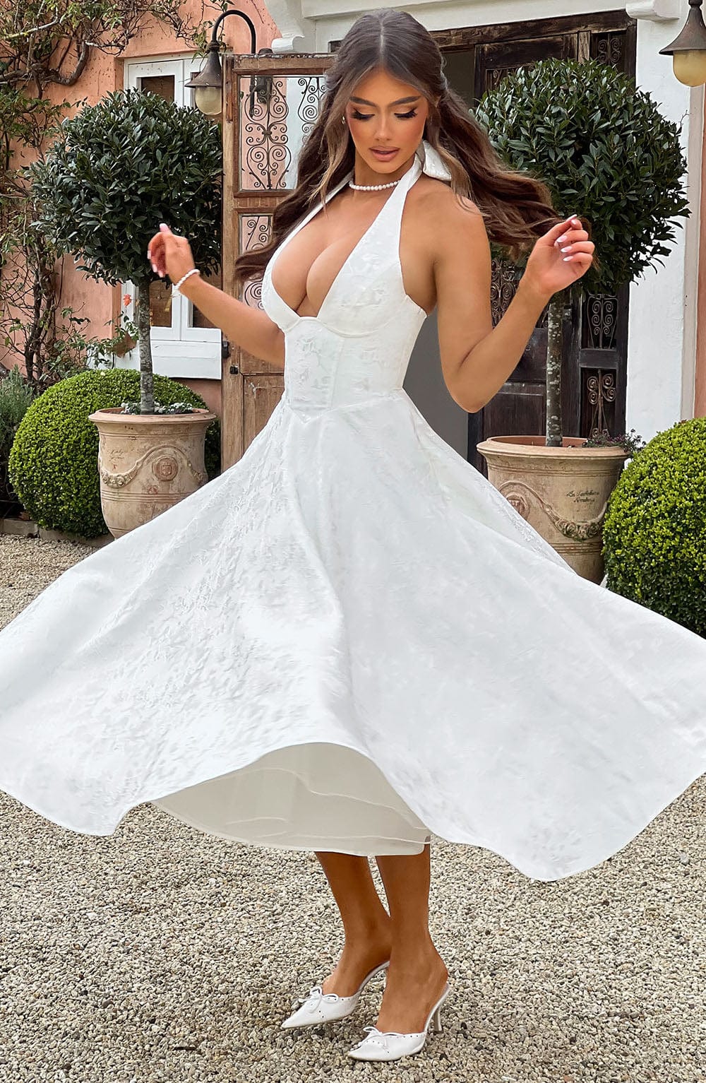 Hailey | Women Wedding Guest Halter Midi Dress 8