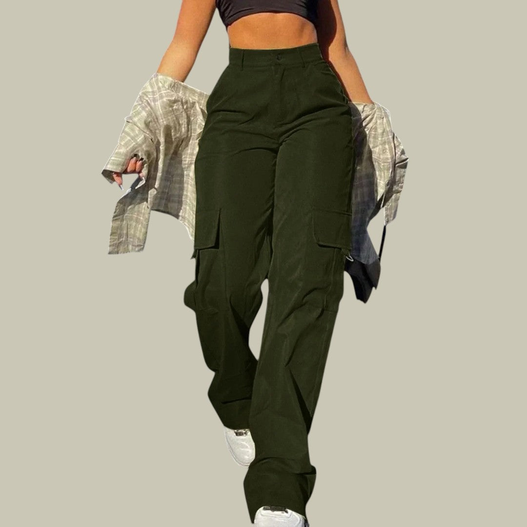 Womens High Waist Cargo Pants