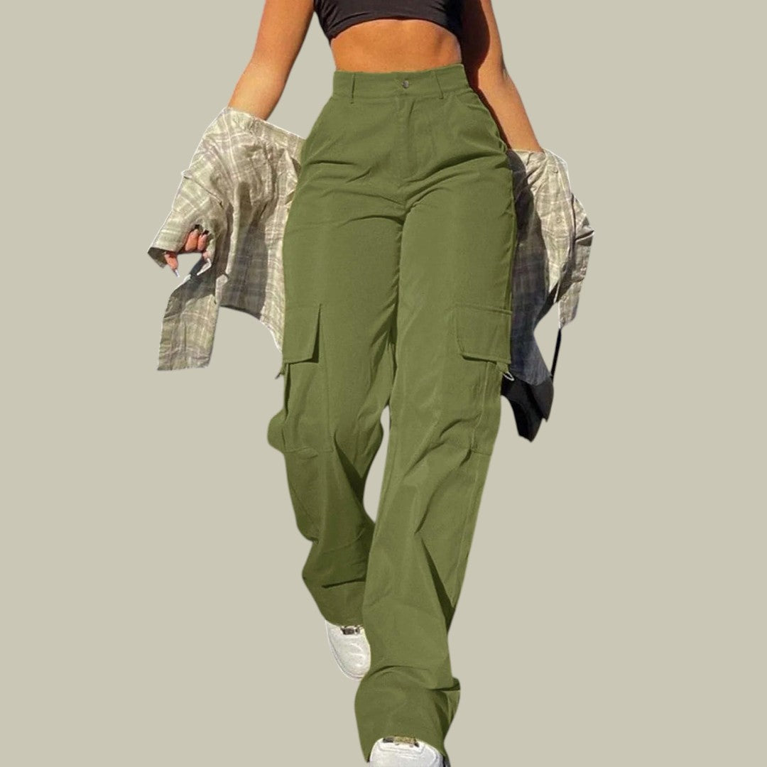 Womens High Waist Cargo Pants