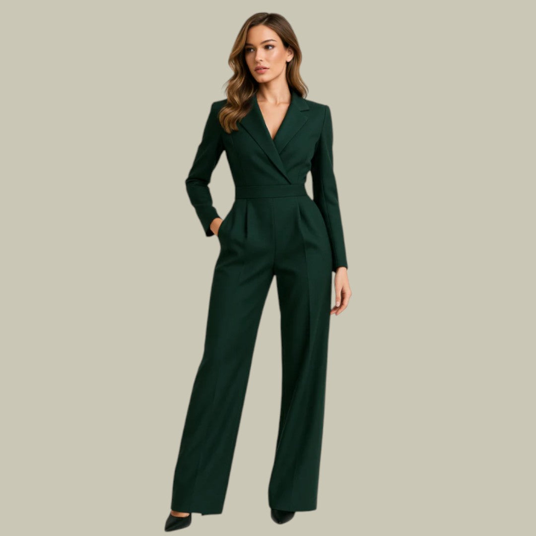 Womens V-Neck Wide-Leg Jumpsuit