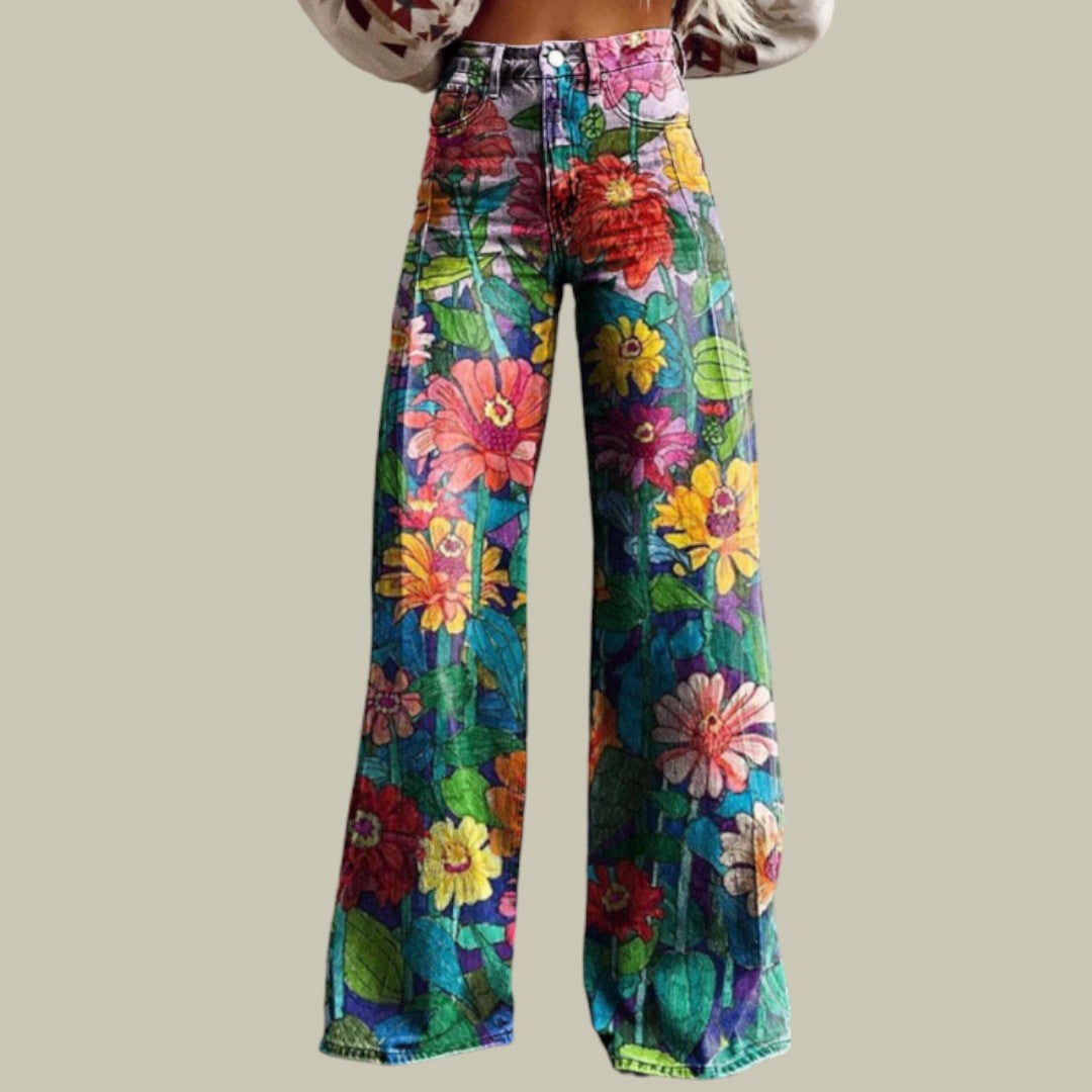 Womens Pants Jeans With Flowers