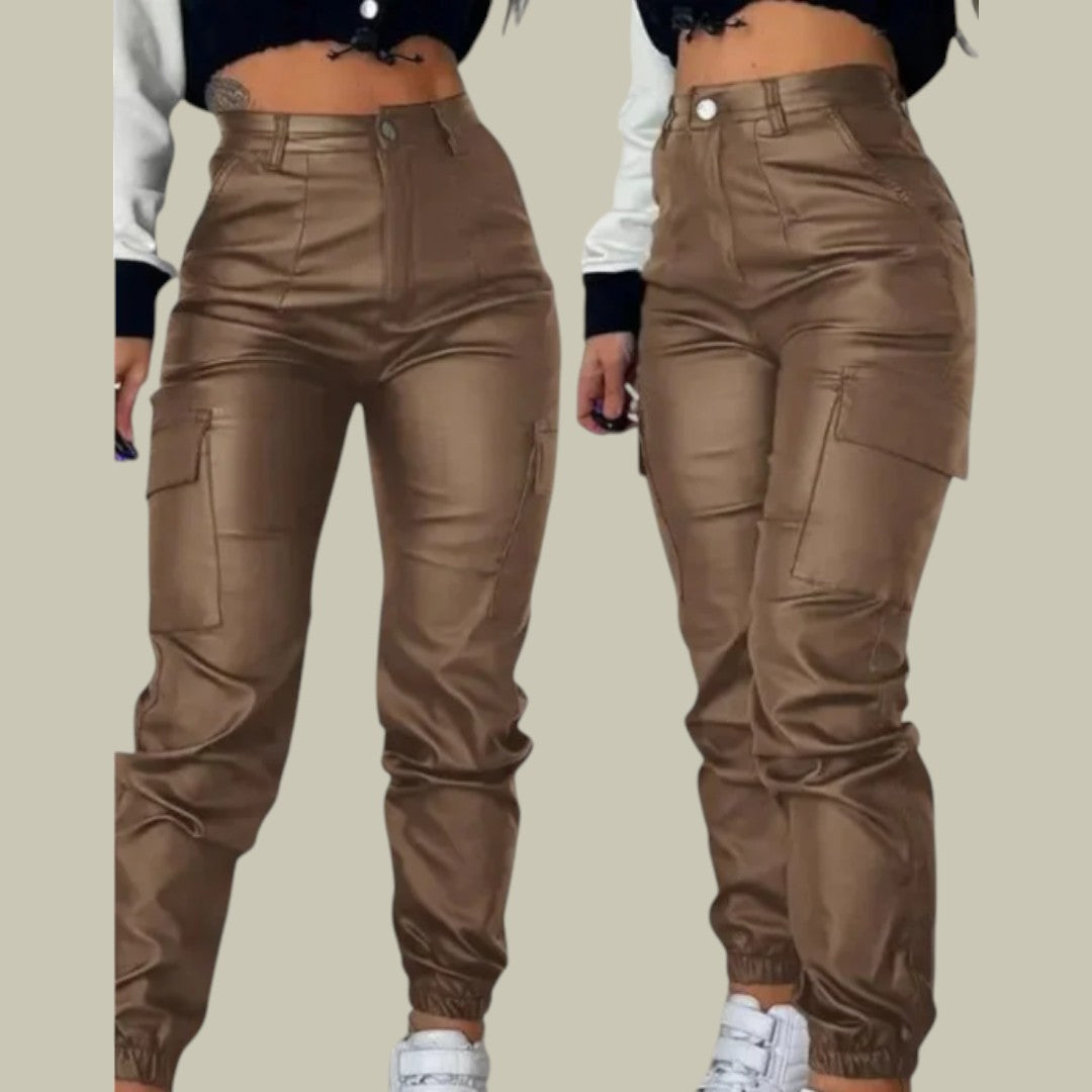 Womens Cargo Pants Leather