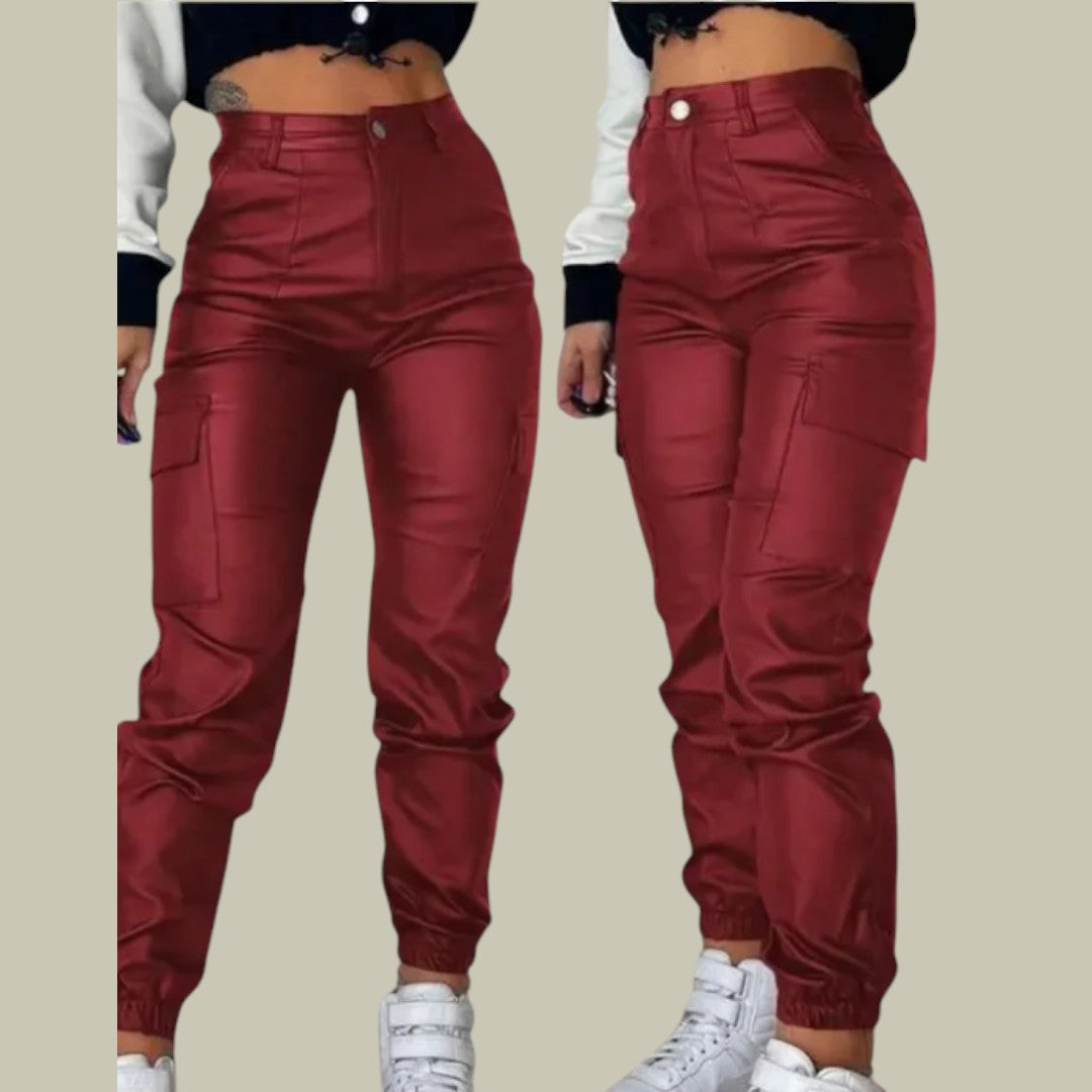 Womens Cargo Pants Leather