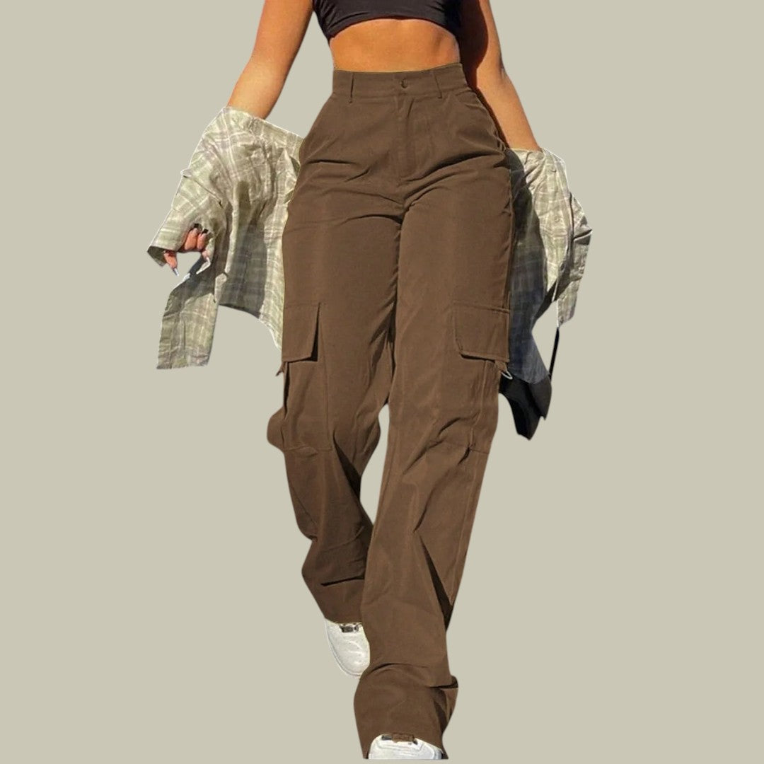 Womens High Waist Cargo Pants