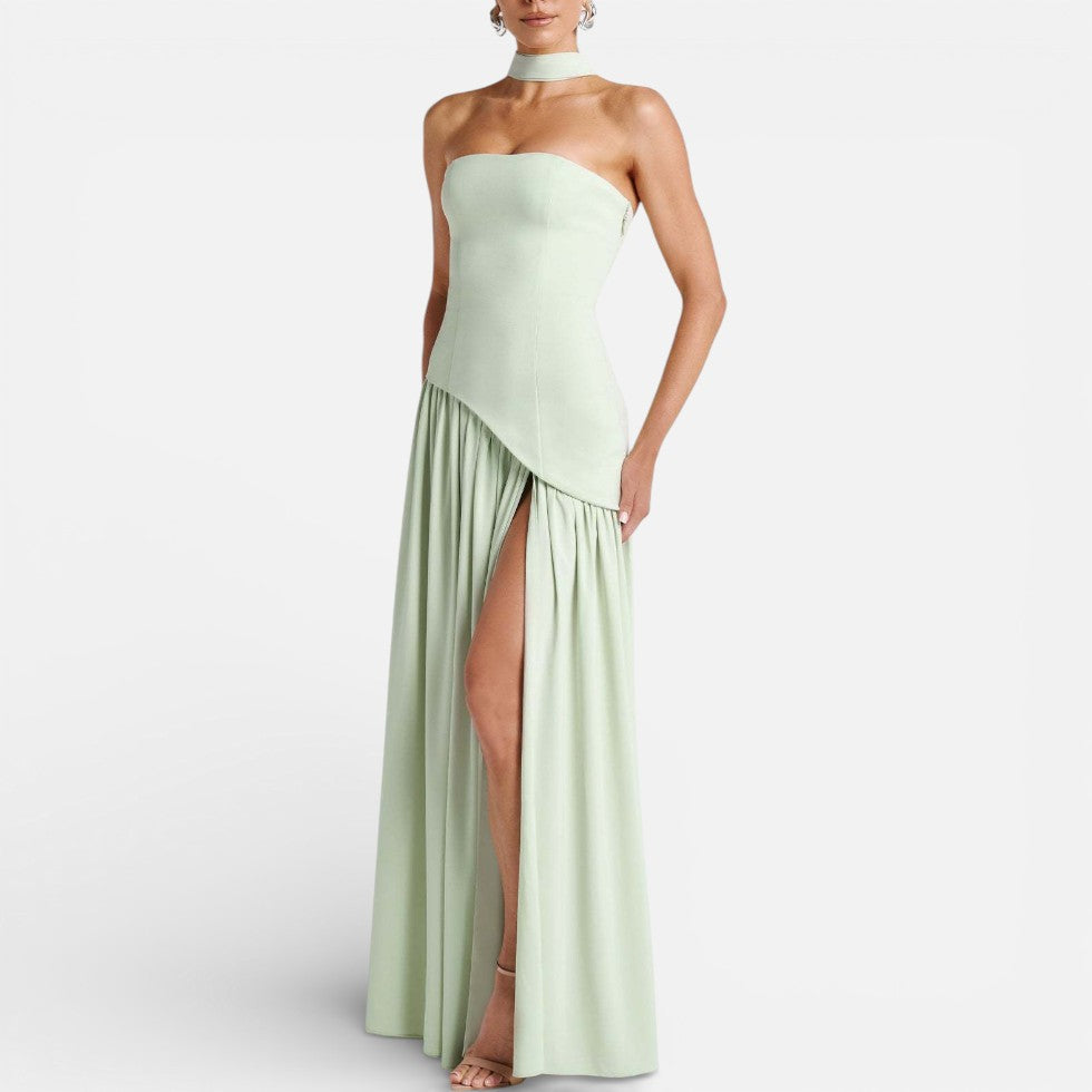 Strapless Maxi Dress with Side Slit 1