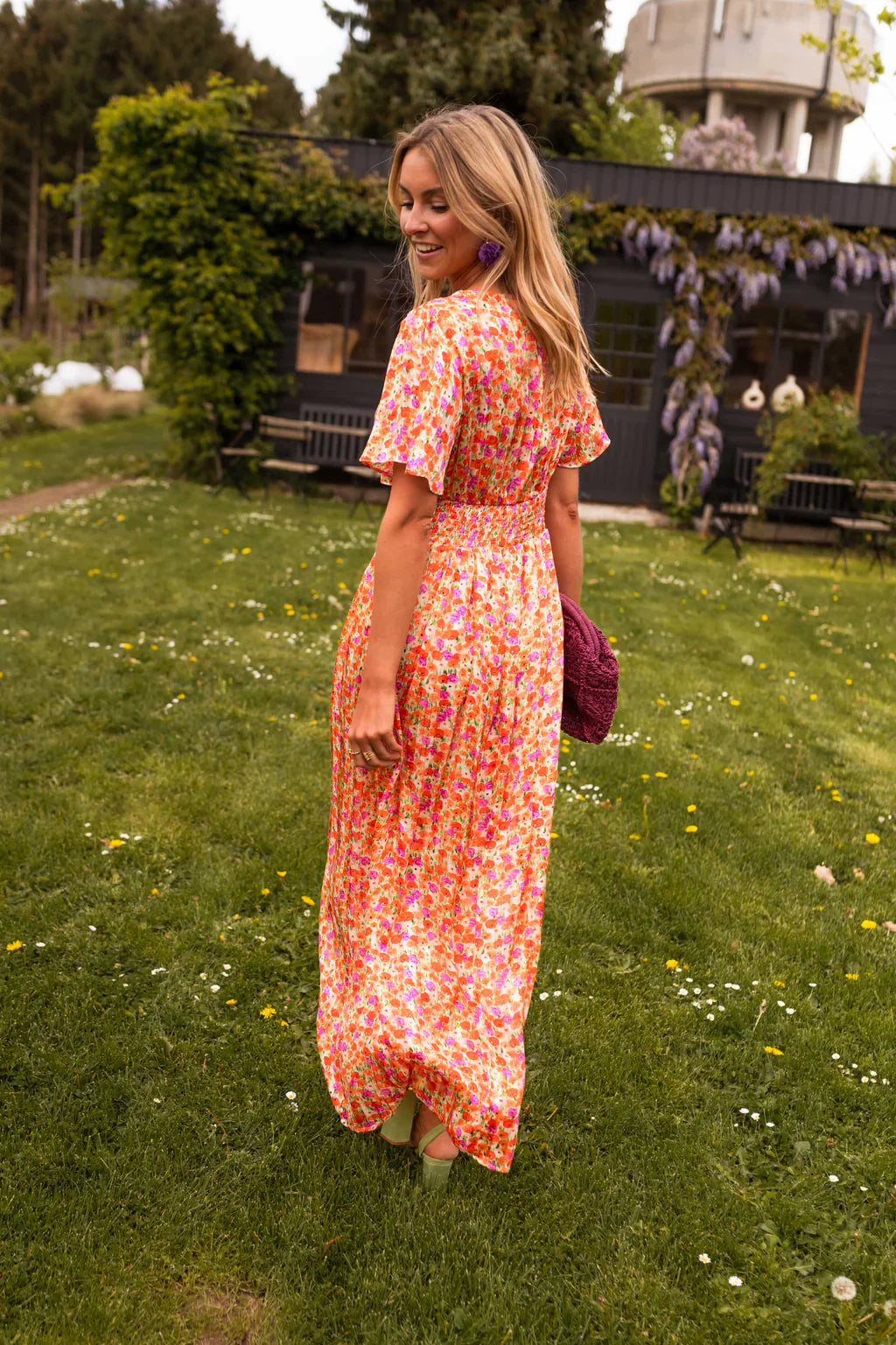 Women's Long Dress | Colorful Floral Print | Defined Waist & Flowy Summer Cut 3