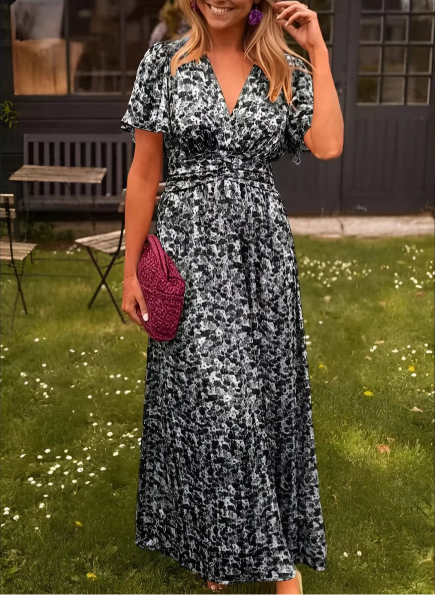 Women's Long Dress | Colorful Floral Print | Defined Waist & Flowy Summer Cut 9