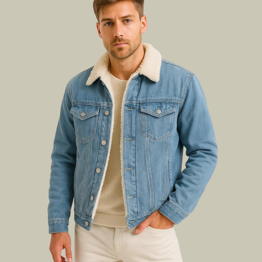 Mens Fleece Denim Jacket
