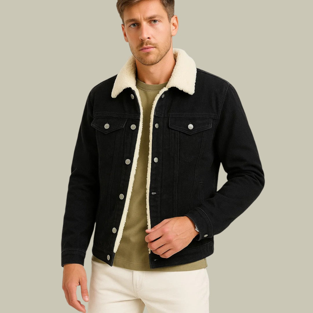 Mens Fleece Denim Jacket
