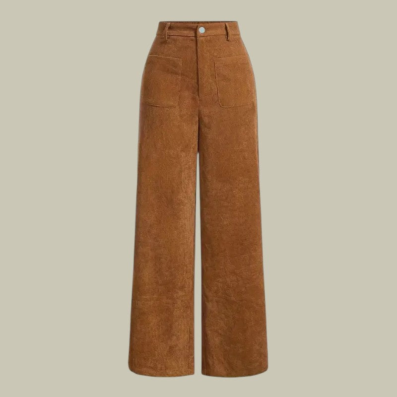 Womens High Waist Corduroy Trousers