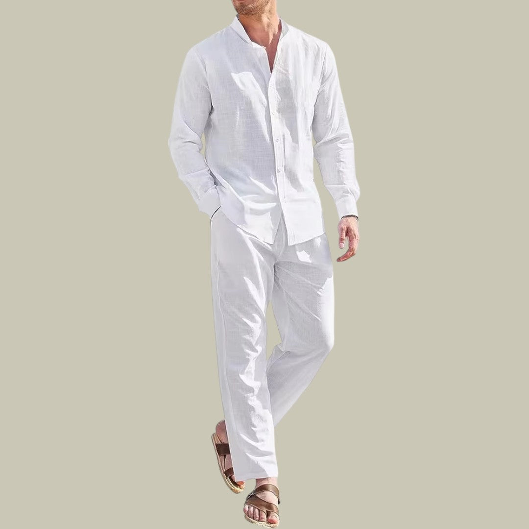 Mens Casual Linen Two Piece Set